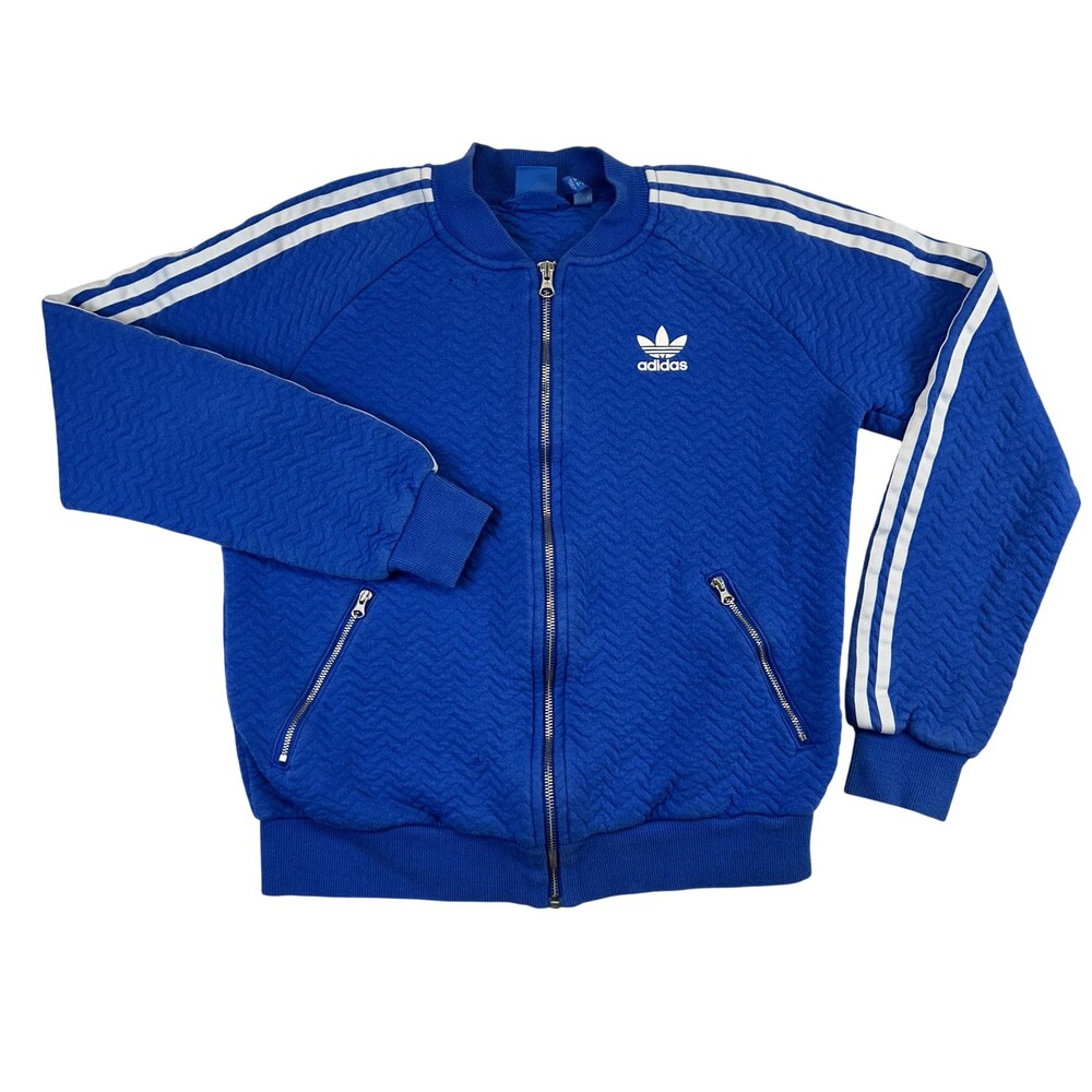 Adidas Originals Superstar Track Jacket Womens Medium Blue 3-Stripes Full Zip